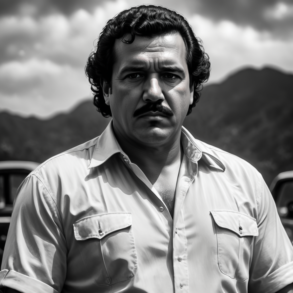 pablo escobar,black and white,portrait