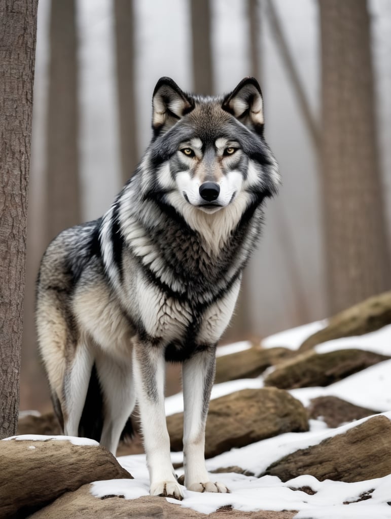 black white gray alpha wolf