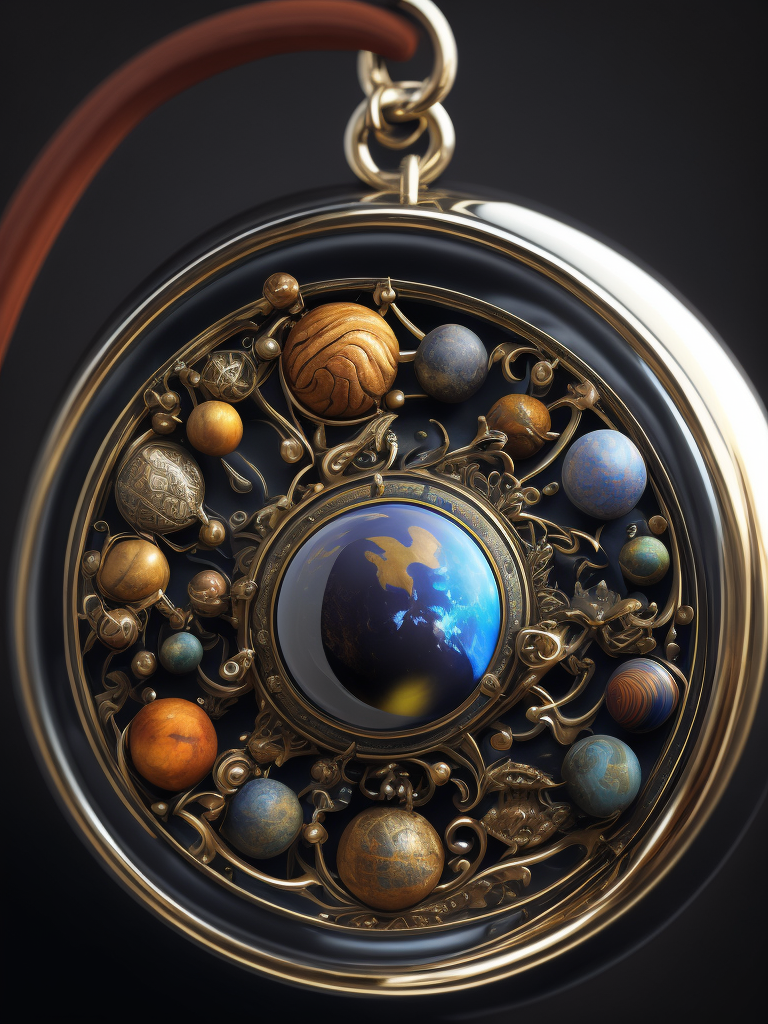 Pendant made of planets wlop style, professional photo, studio lighting, insanely detailed and intricate, hypermaximalist, elegant, ornate, hyper realistic, super detailed, deep colors
