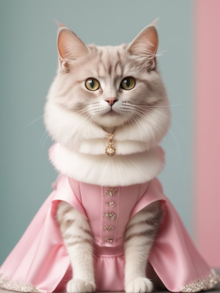 A Small cat dressing like barbie girl
