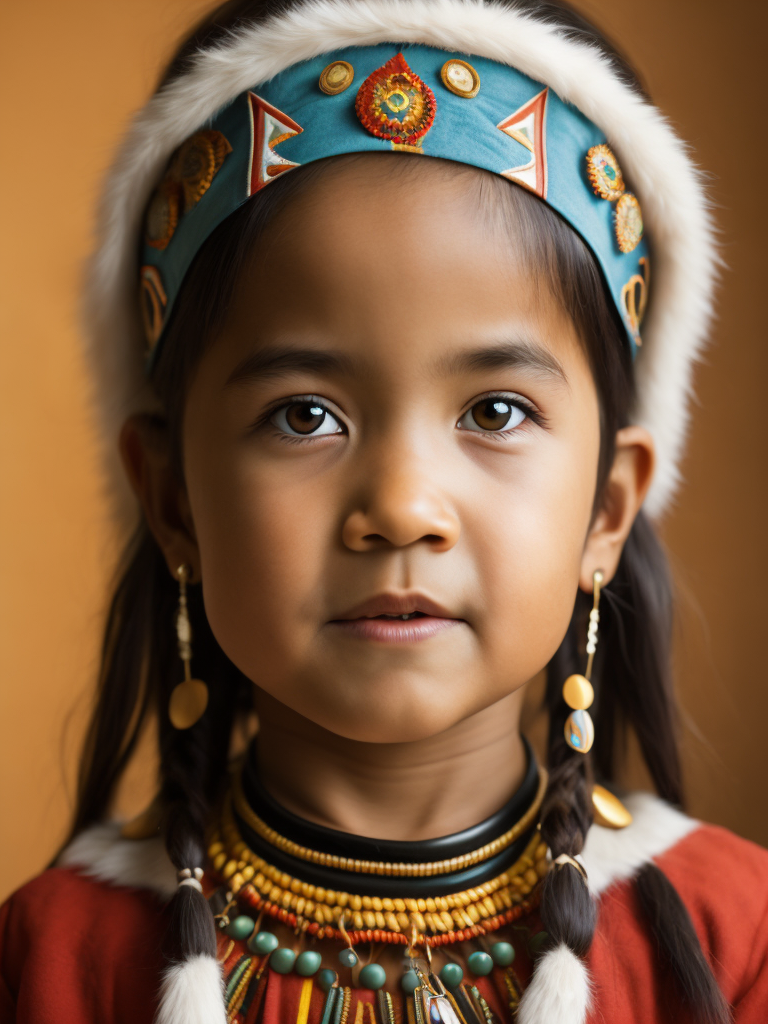 native american girl 1 years old in national dress