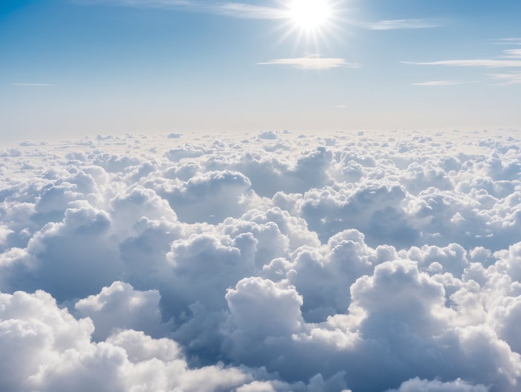 High nature view large white clouds on soft sky background in the morning, View of white cloudy on the plane.