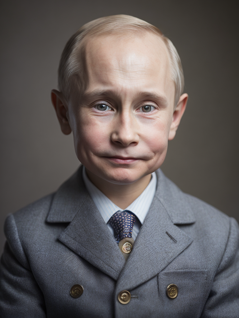 portrait of Vladimir Putin as a kid, happy