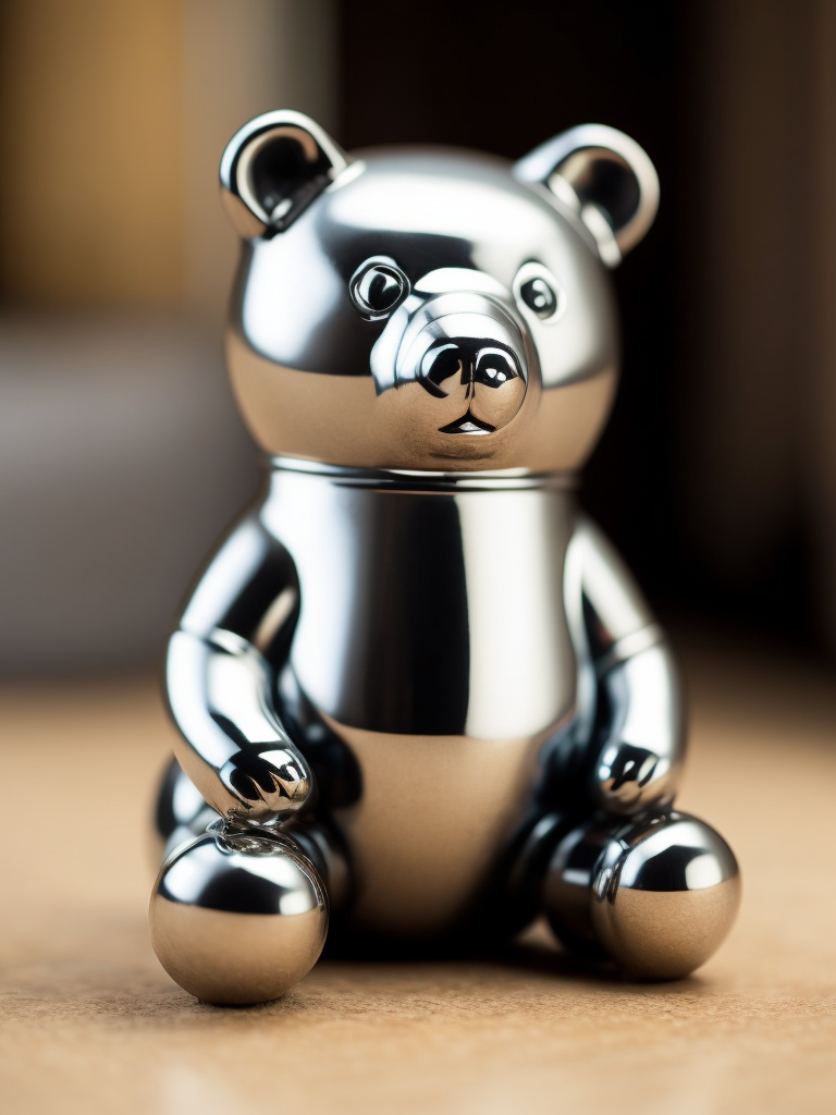 small chrome figure of a bear toy