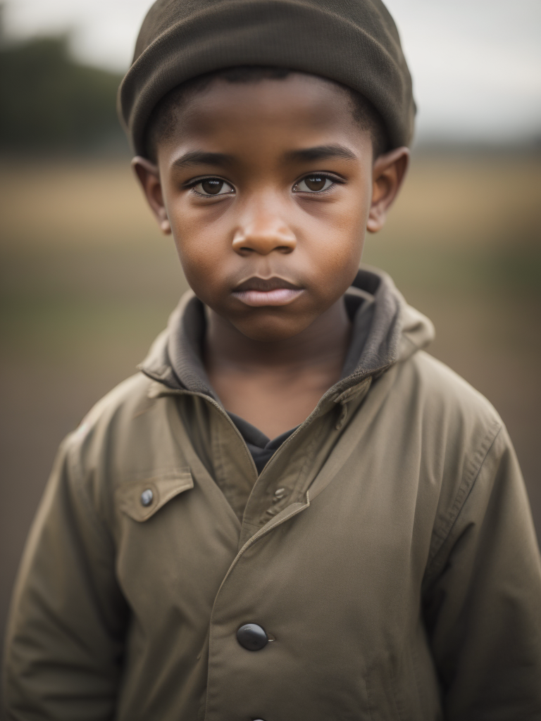 Child soldier in military uniform