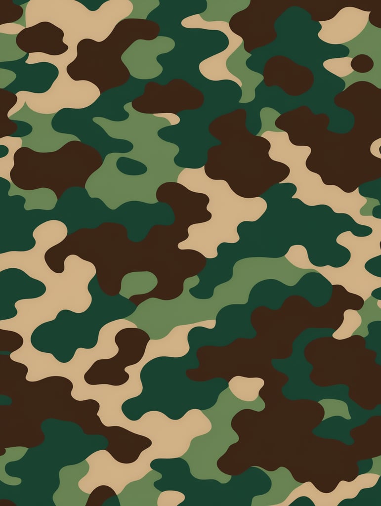 seamless camouflage pattern, green and brown colors, vector art, modern