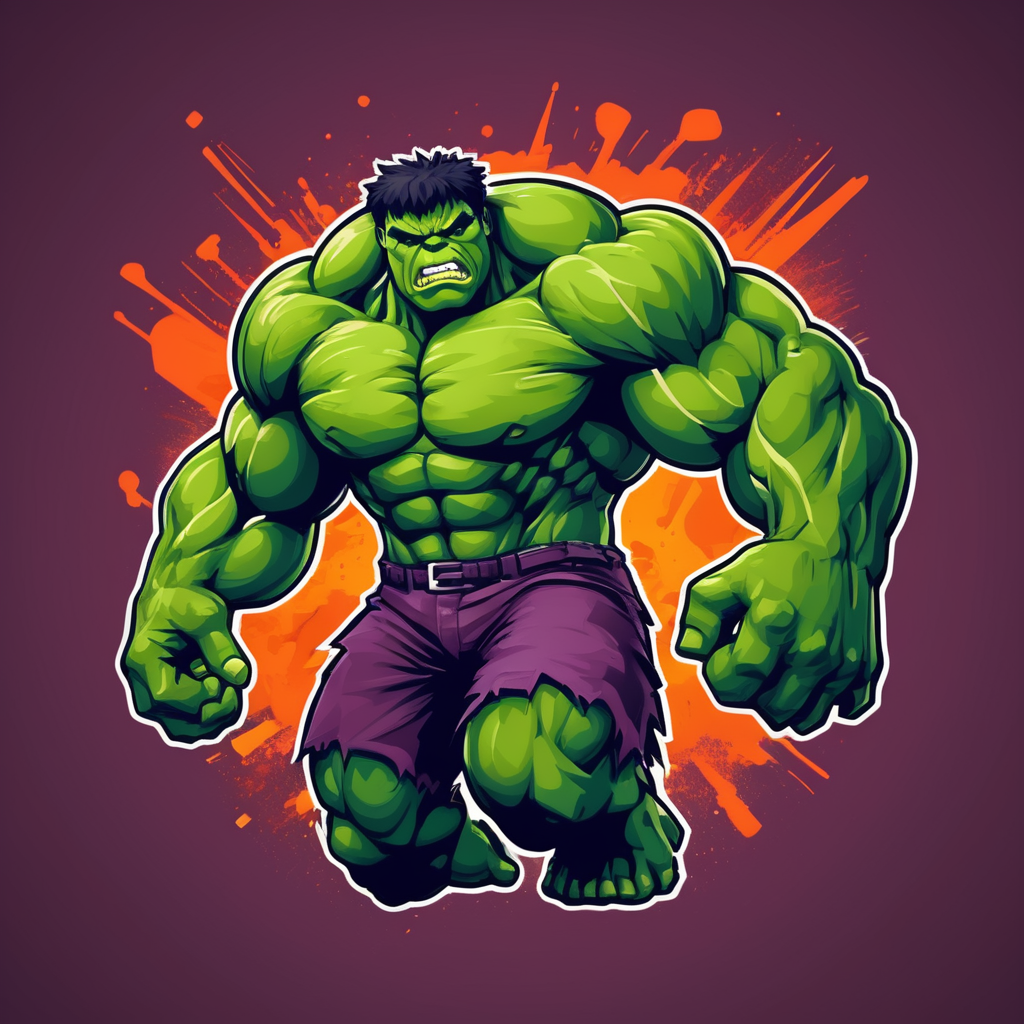 Vector Hulk smash mascot logo, e-gaming, bright colors, Gaming Logo, vector image