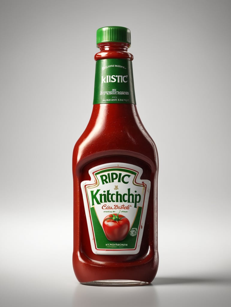 ketchup bottle, green cap, isolated, white background