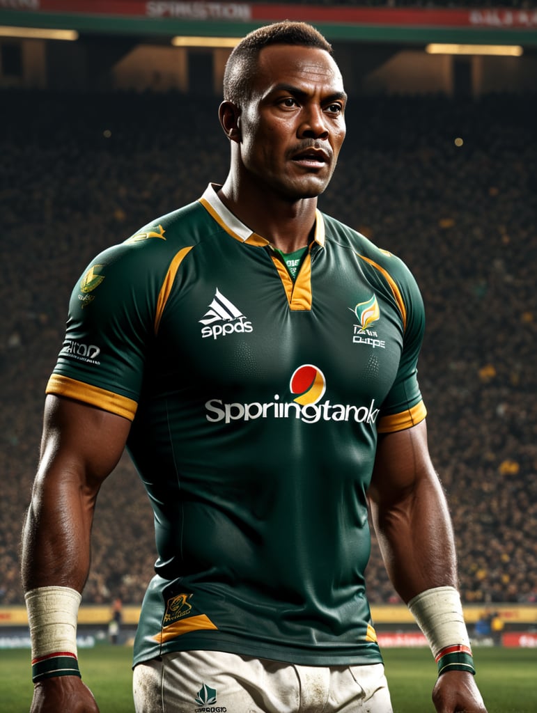 Generate an AI image of a South African Springbok Rugby jersey