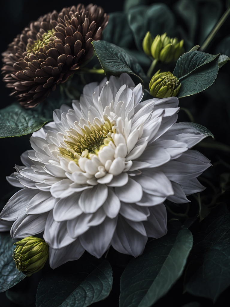 Green Flowers, dark, deep colors, dark, atmosphere, dark green, add sharpness on details, add vibrance 20, add saturation 20