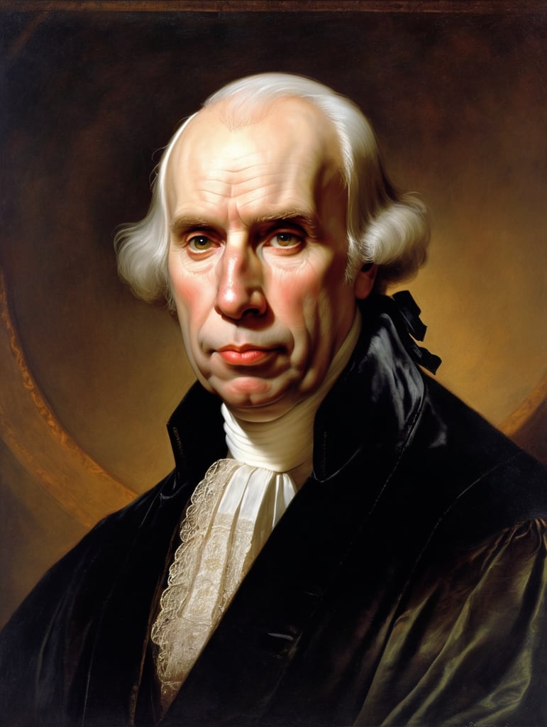 Portrait of James Madison by Rembrandt Harmenszoon van Rijn, sad face, America, so sorry