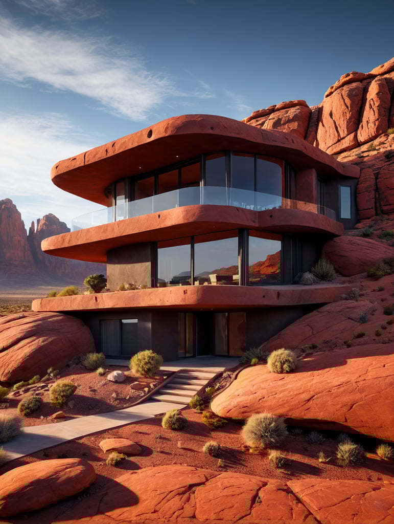 modern organic contemporary red rock desert house