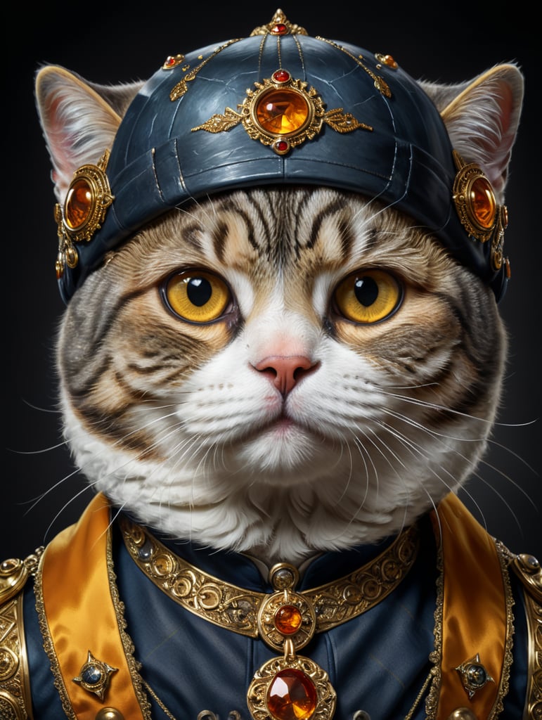 Кот, вислоухий, янтарные глаза, в костюме, шотландская порода,