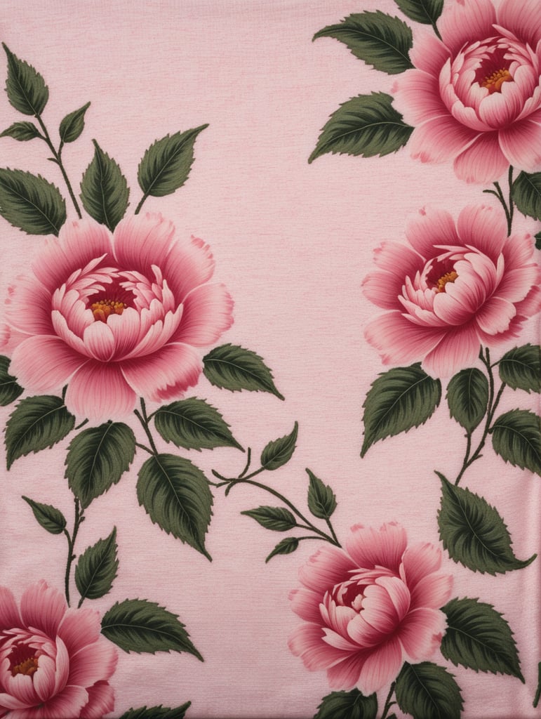 Create a Sherpa fabric texture with a floral pattern in baby pink color, giving it a fluffy and cozy feel.