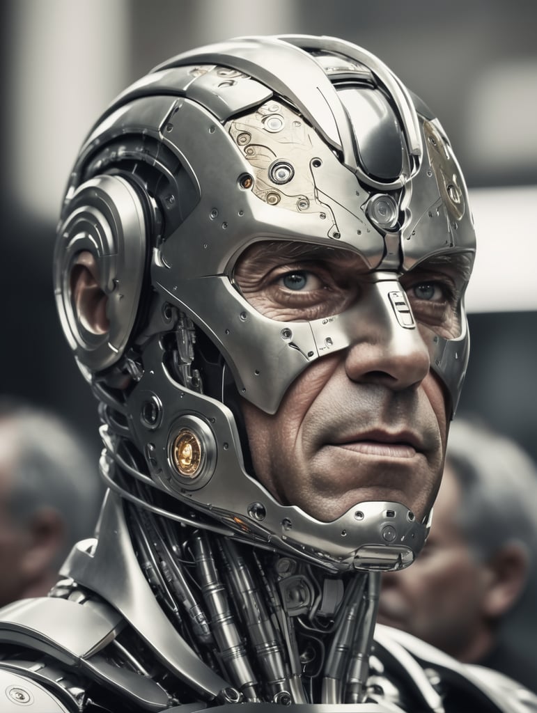 humanoid metallic cyborg Man Robert F. Kennedy Jr.