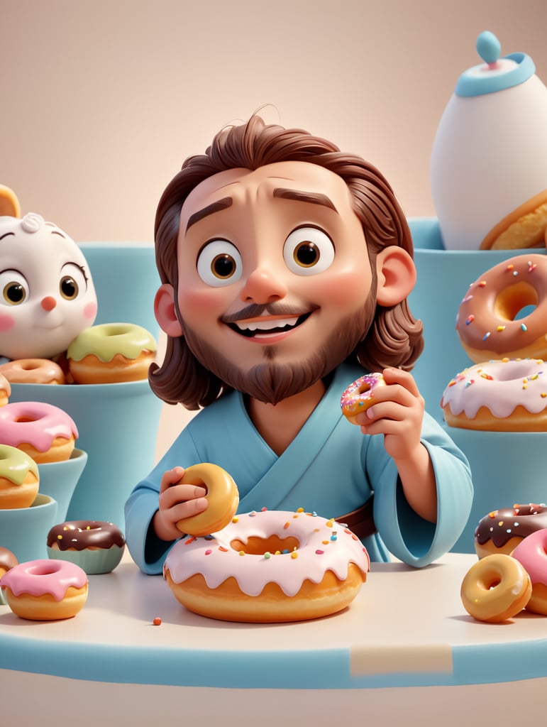 Jesus eating sweet donut