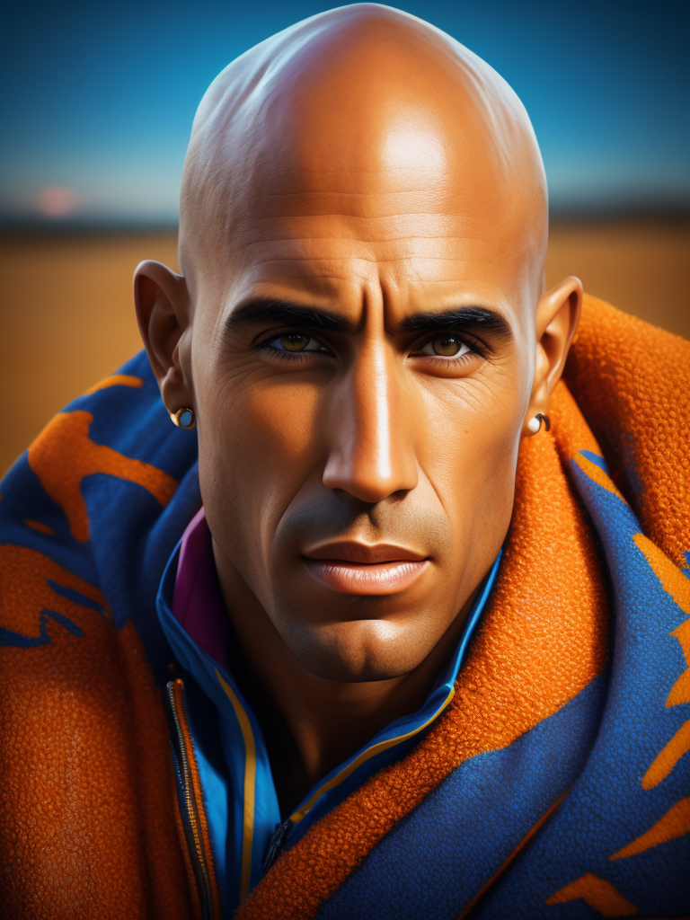 Portrait of Kelly Slater, bright and saturated colors, elegant, highly detailed, vogue, fashion magazine, sharp focus, bright expressive makeup, dramatic lighting, depth of field, incredibly high detailed, blurred background