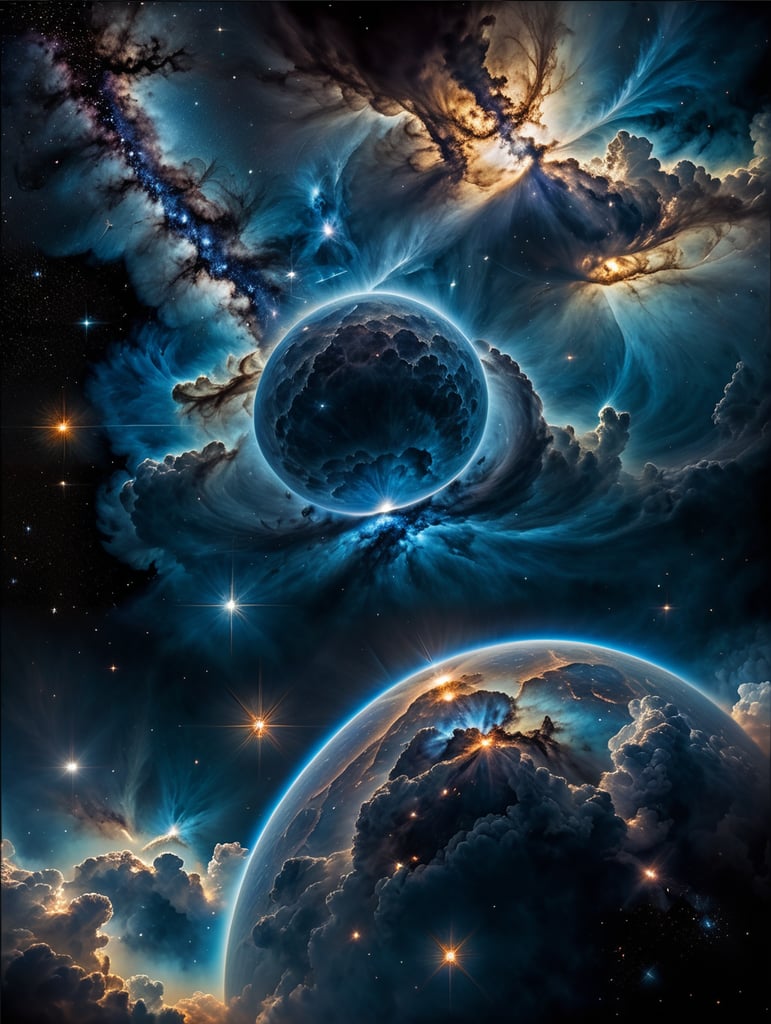 Blue nebula in space.