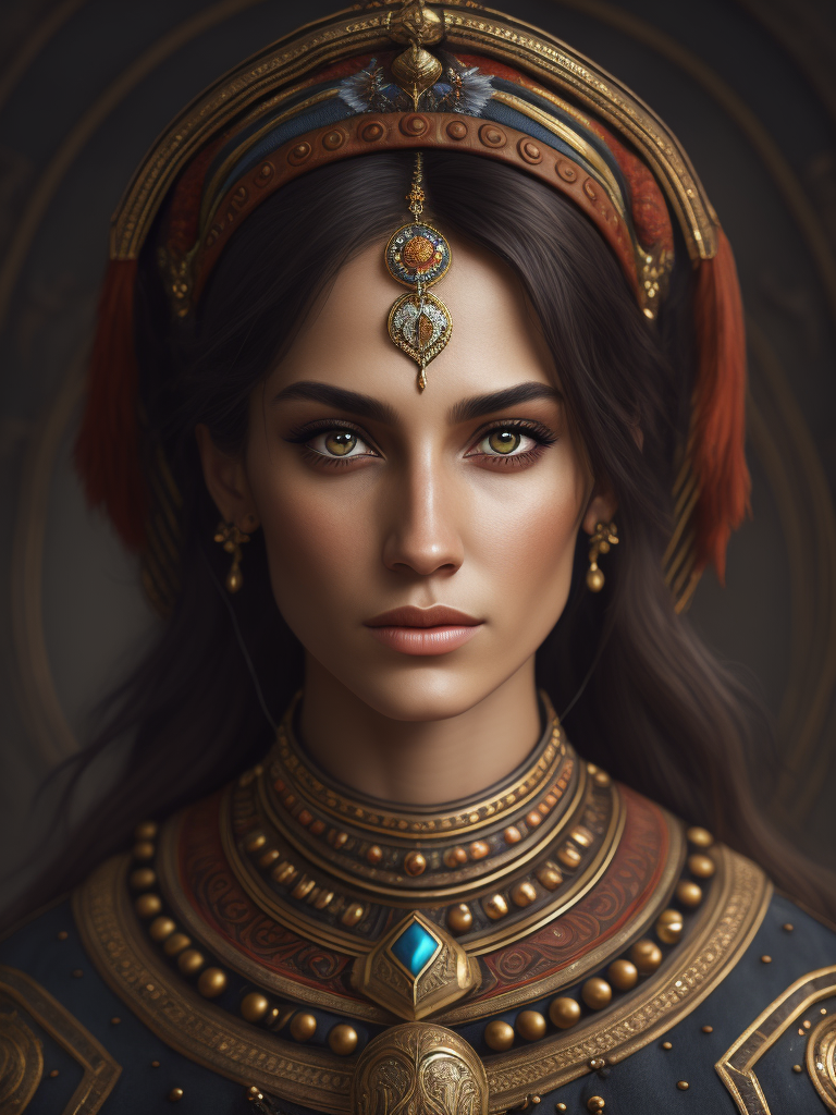 Roumanian traditional portrait with specific colors, natural beauty girl