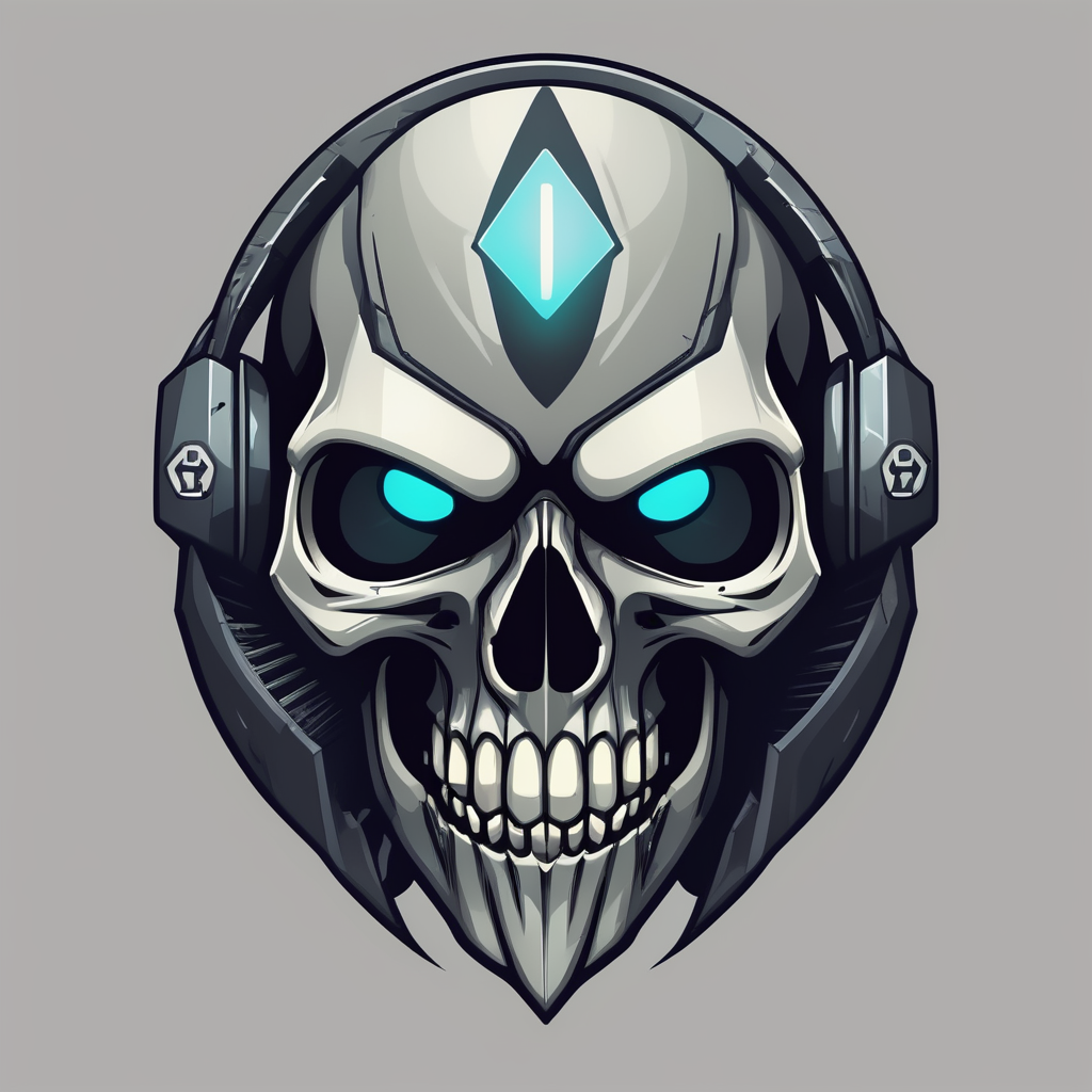 Skull Gaming Logo, futuristic reaper, vector image