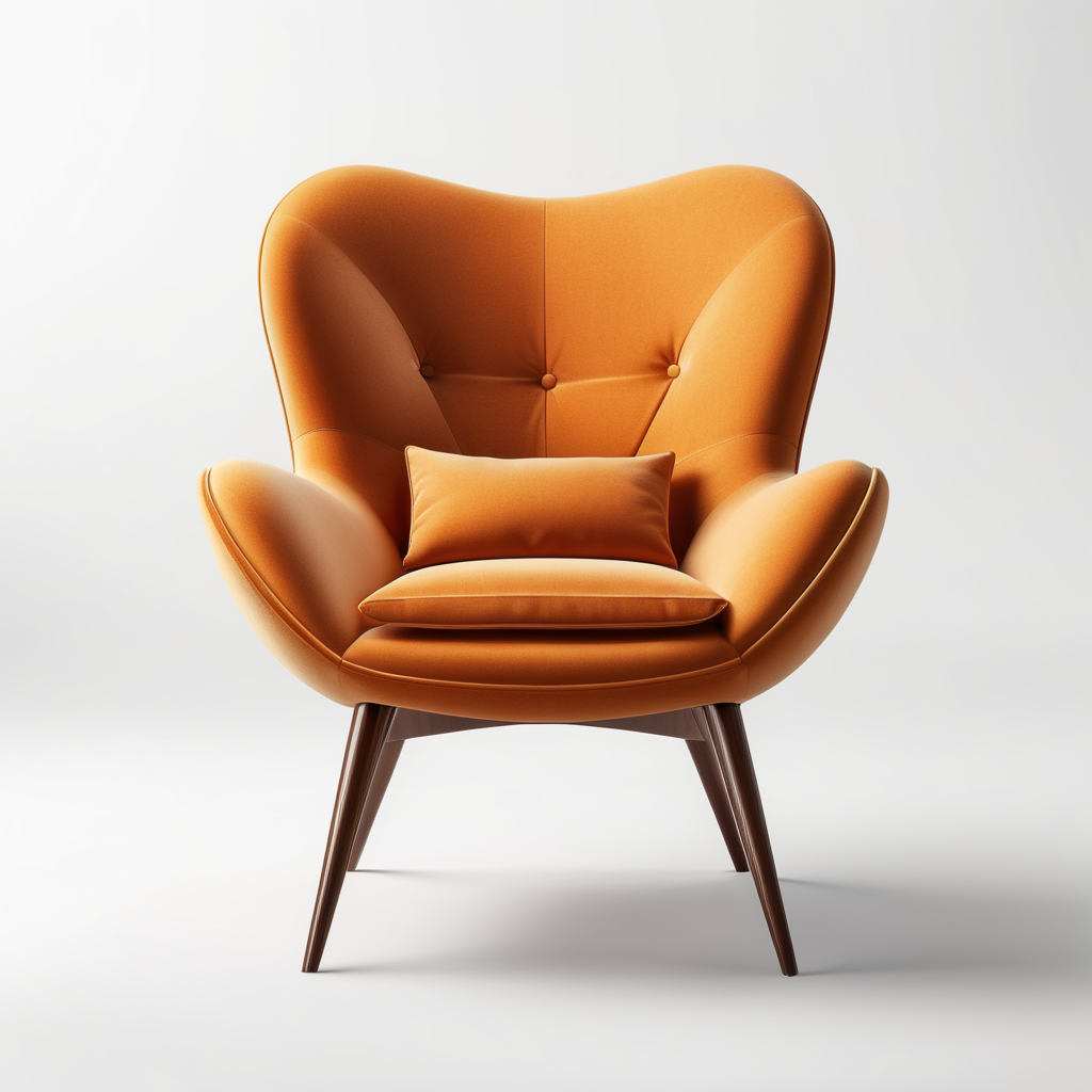 3d febric chair on a white background with sharp edge , clear, isolated on white background, center of the canvas