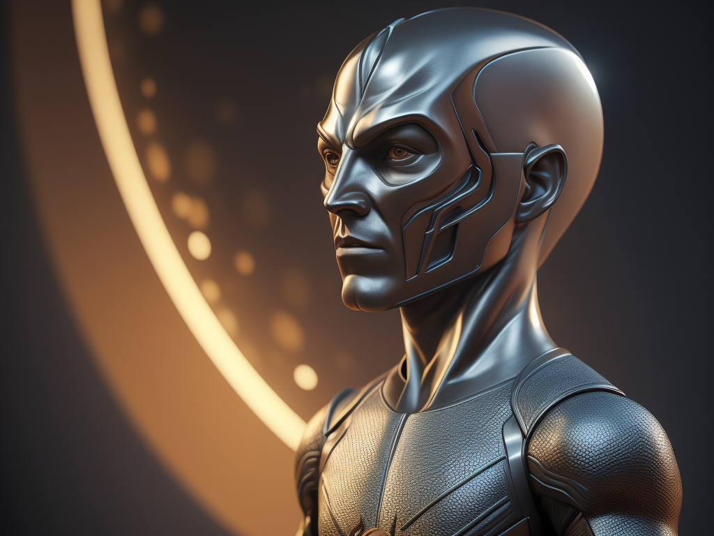 Intricate portrait of 3d render of funko pop of silver surfer, 8k, ultra realistic, whole wide shot