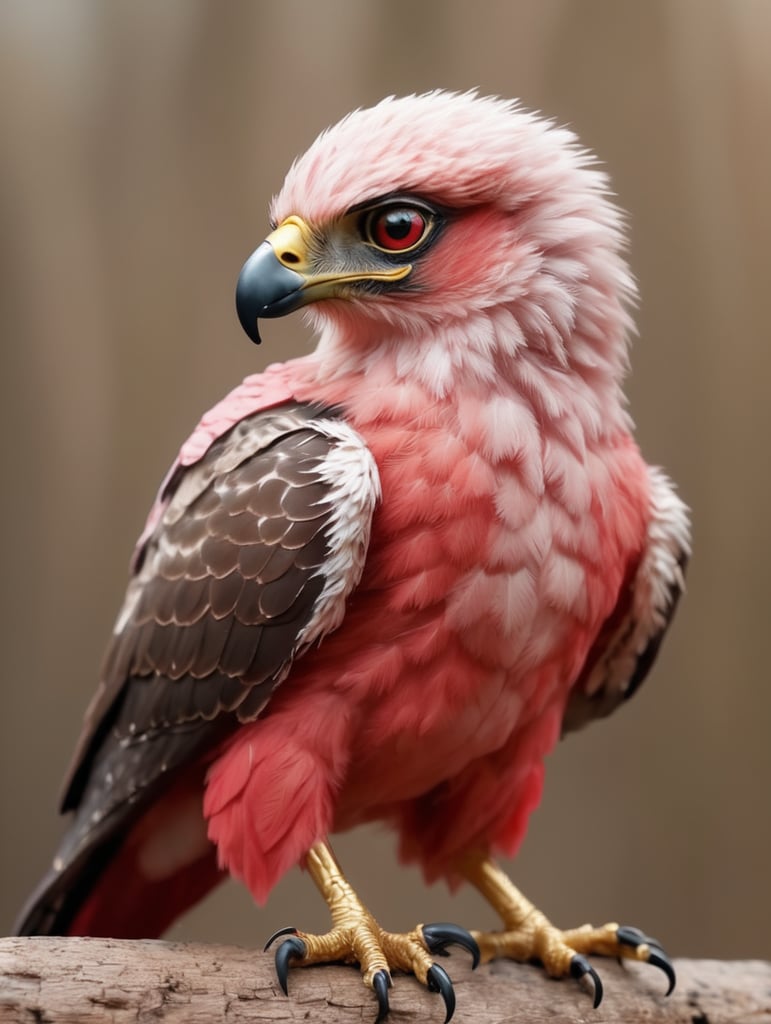 realistic, baby hawk that is pink and red very very very small wings