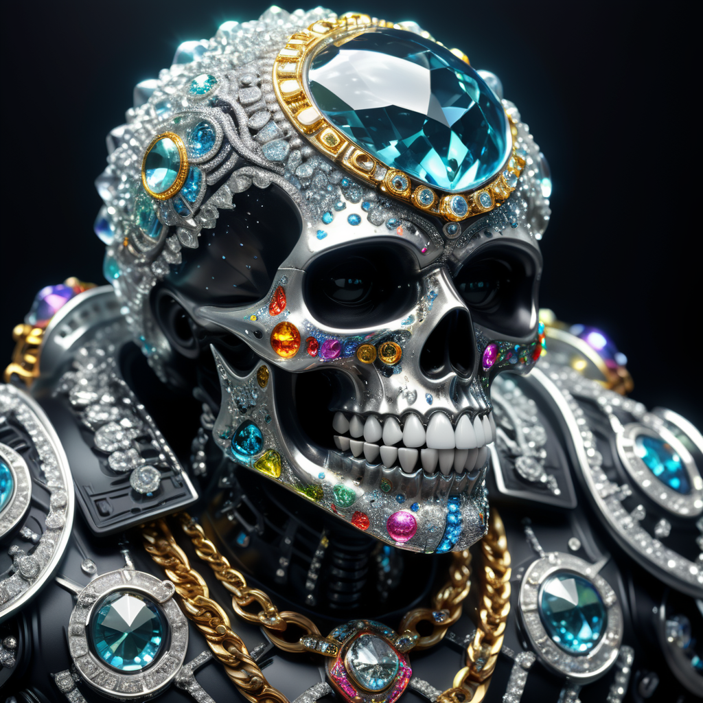 3d model unreal engine render of a full body portrait shot of VVS Diamond Covered with Diamond Cluster Gamer Skeleton character as a shiny metal roman sculpture playing video games covered in bright graffiti and iridescent bubbles, wearing high fashion Clothing and Nike Air Max 1 '86 OG "Doernbecher" Shoes, big diamond chain, big diamond teeth, urban street wear. reflective perfect black studio Lighting with bright rim light high contrast ultra sharp