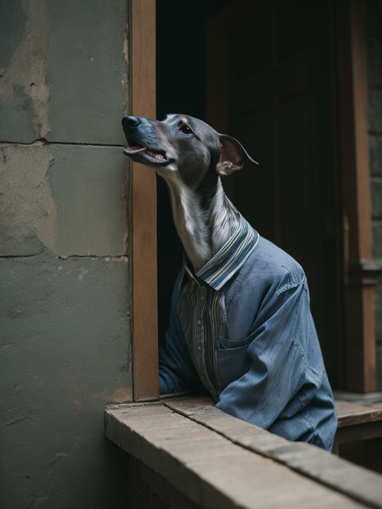 whippet in pyjamas