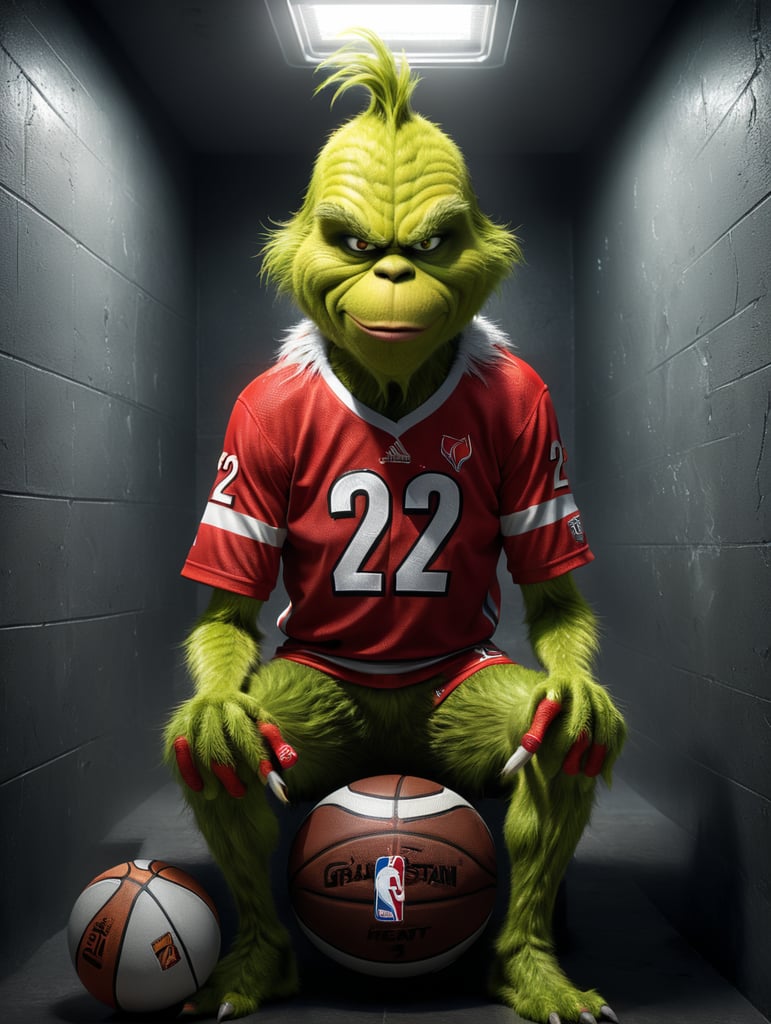 The Grinch wearing a Miami Heat jersey with the number 22 and make it transparent