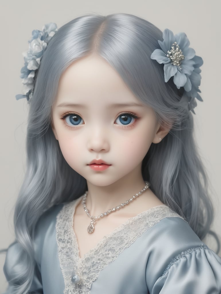 a unique real ai silver and blue girl