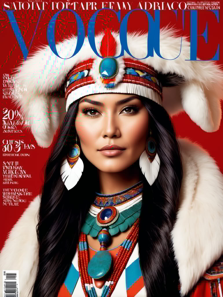 Happy New Year 2024, Native American Santa on the cover of Vogue