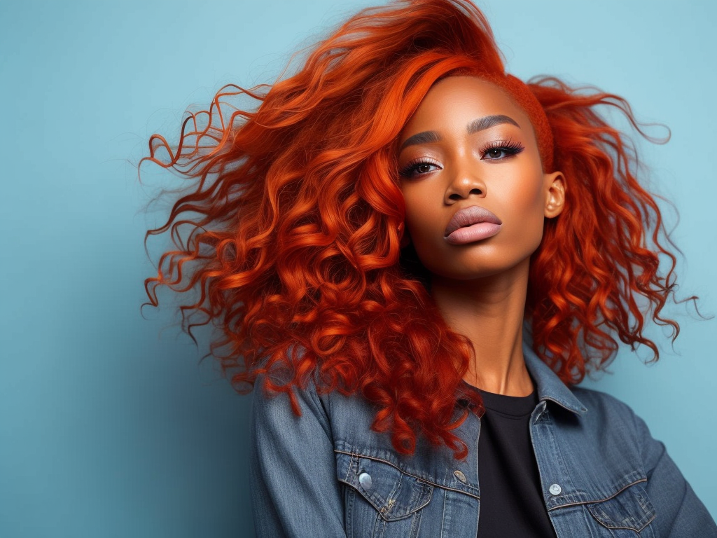 black women with ginger hair, professional photo, sharp on details