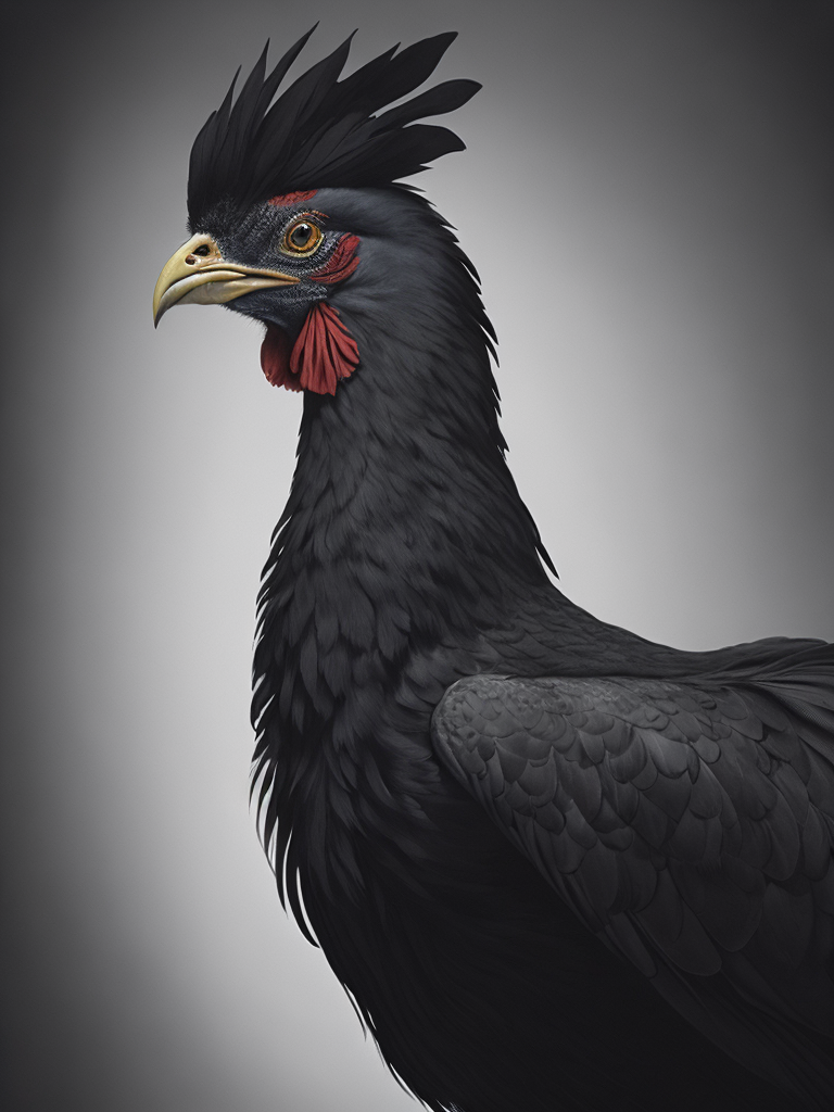 Black cockerel drawn in charcoal pencil old master full body sketch loose artistic style