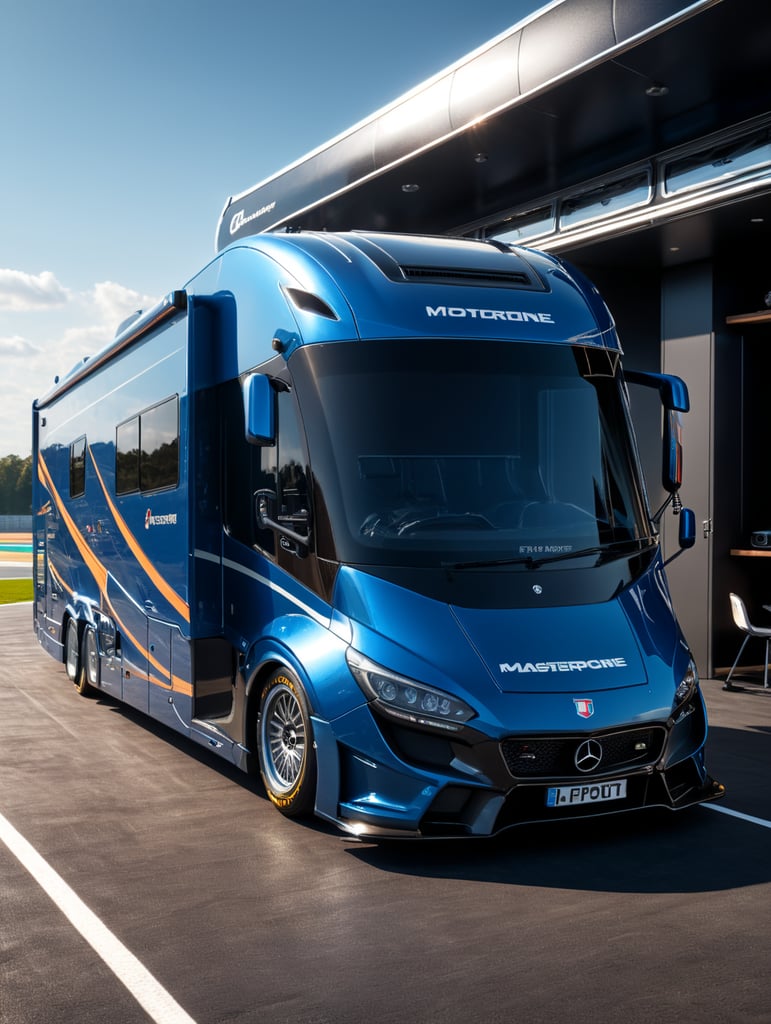 formula one motorhome, terrace, sunshine, dj, formula one car, blue