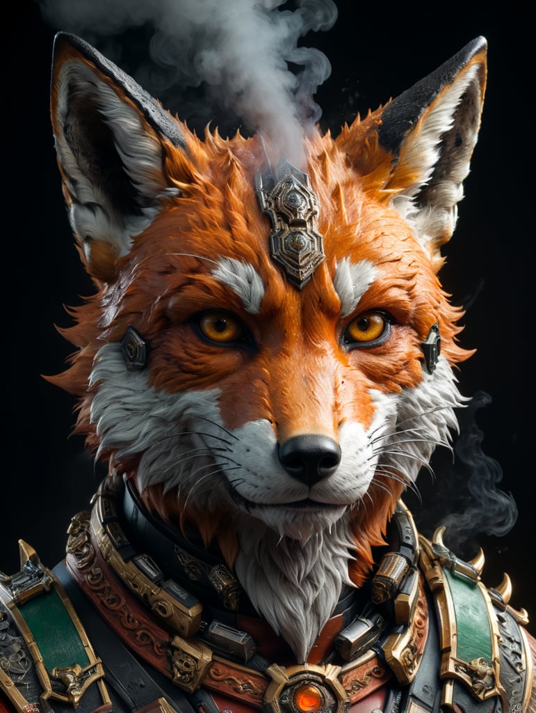 fox head, smoke, cyber