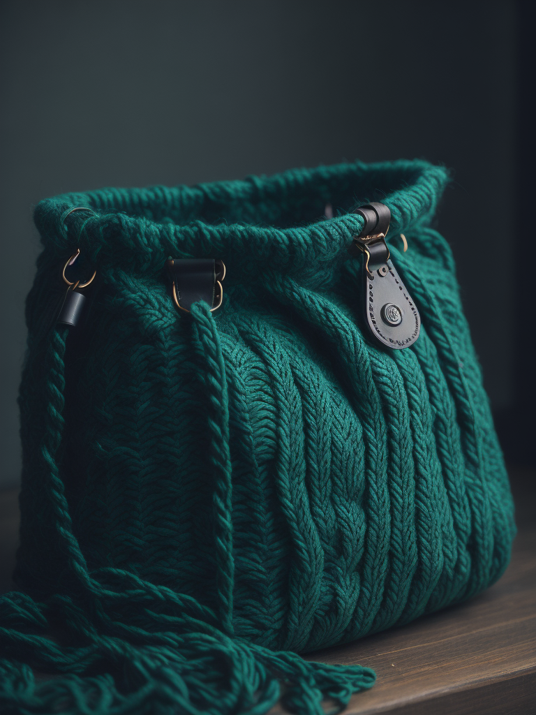 Green knitted bag