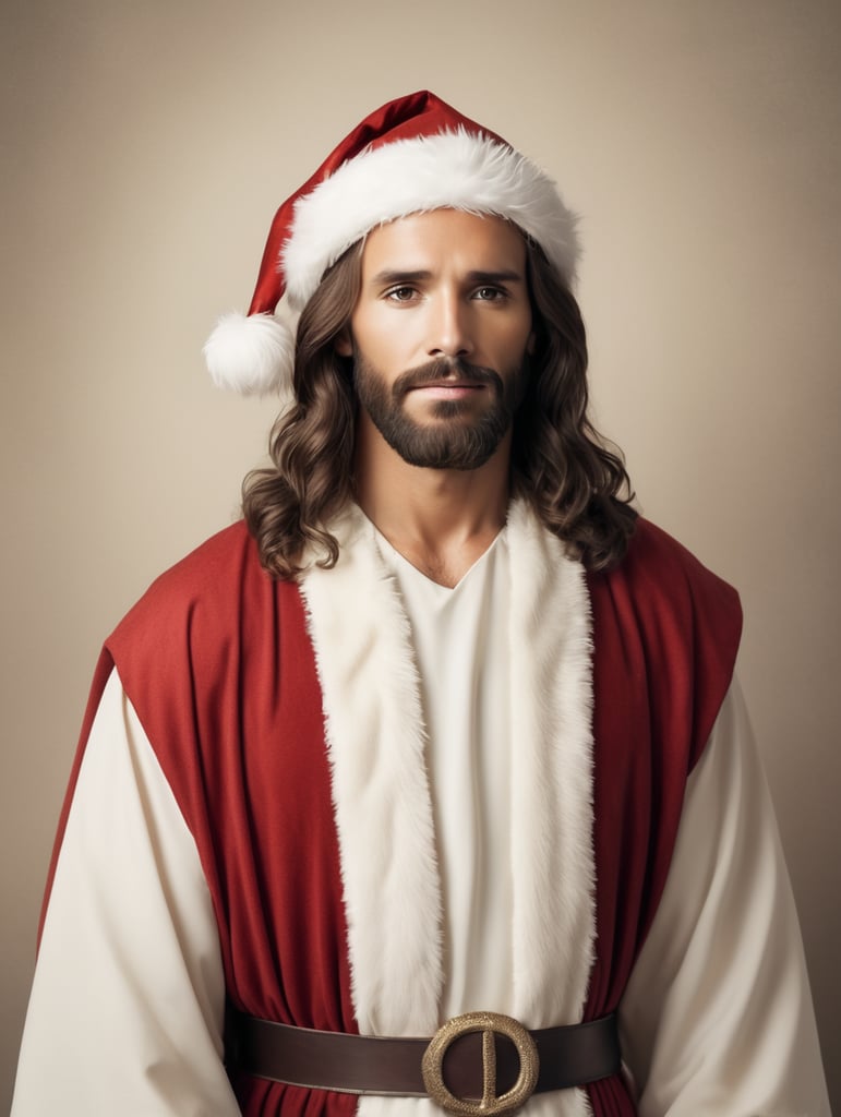 Jesus dressed as santa