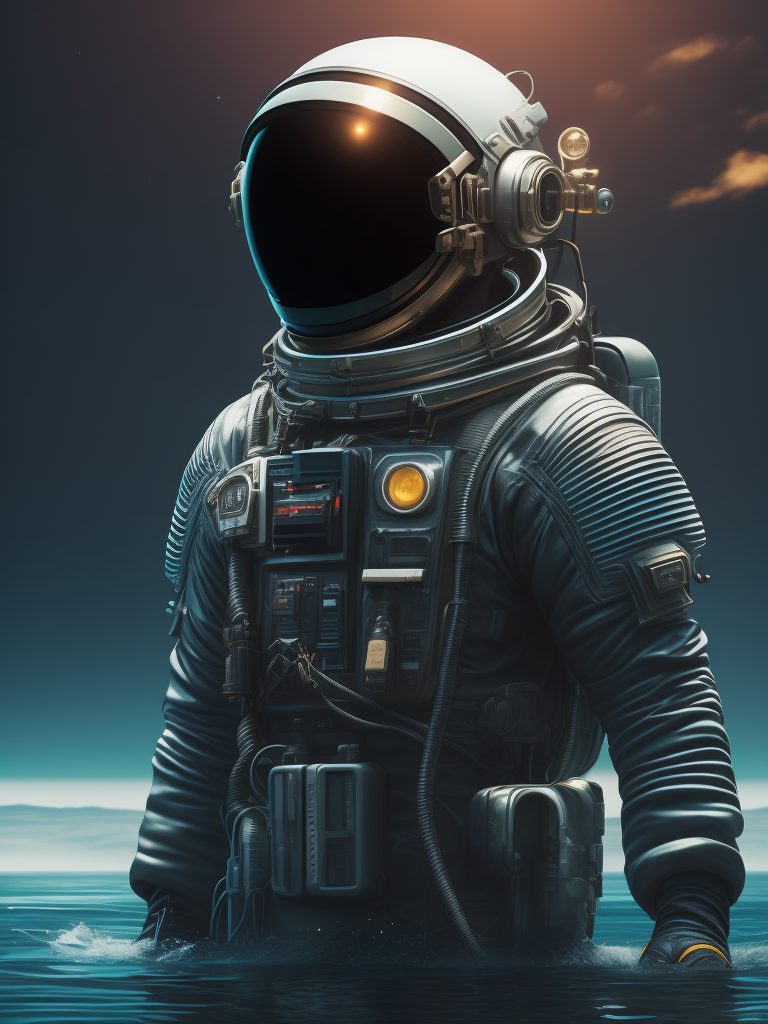 Astronaut in the ocean, daft punk style, photorealistic