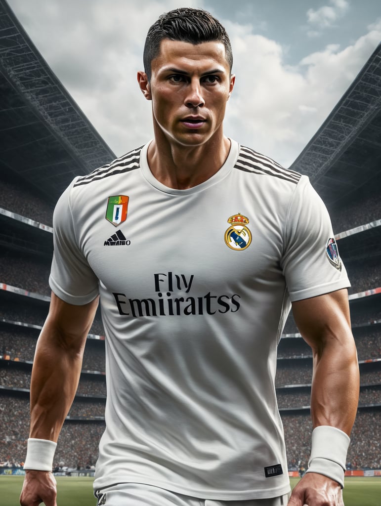 Cristiano Ronaldo player with white t-shirt nike logo