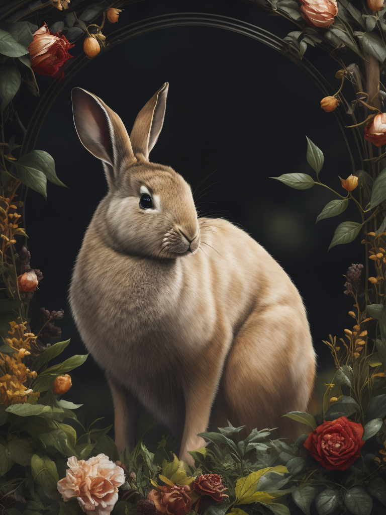 watercolor art rabbit floral design nature inspired art wildlife artwork animal themed painting watercolor masterpiece botanical illustration rabbit in floral setting artistic wildlife depiction