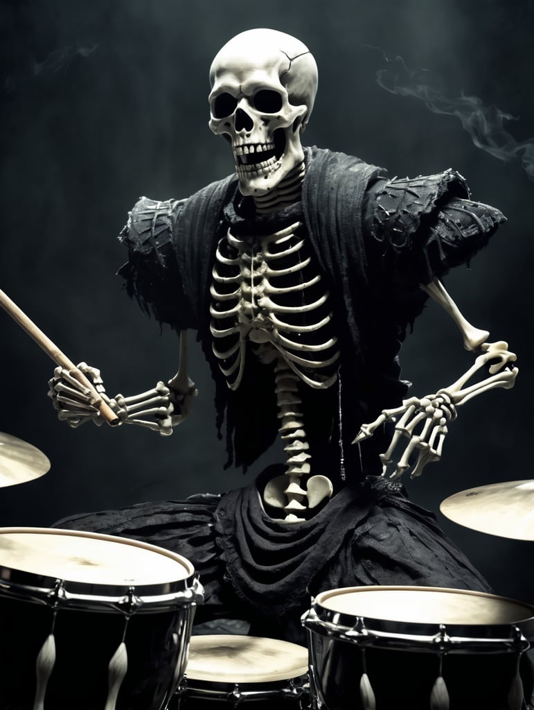 murderer evil killer hellspawn skeleton playing drum musical horror dark musician sinister melody