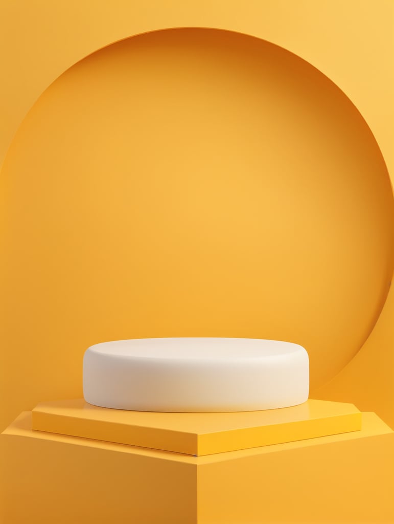 Современный минимальный макет подиум дисплей желтый фон 3d визуализация