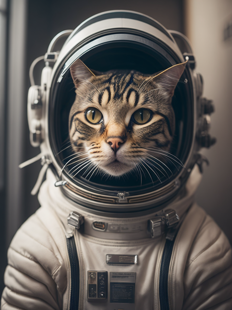 a tabby cat an astronaut