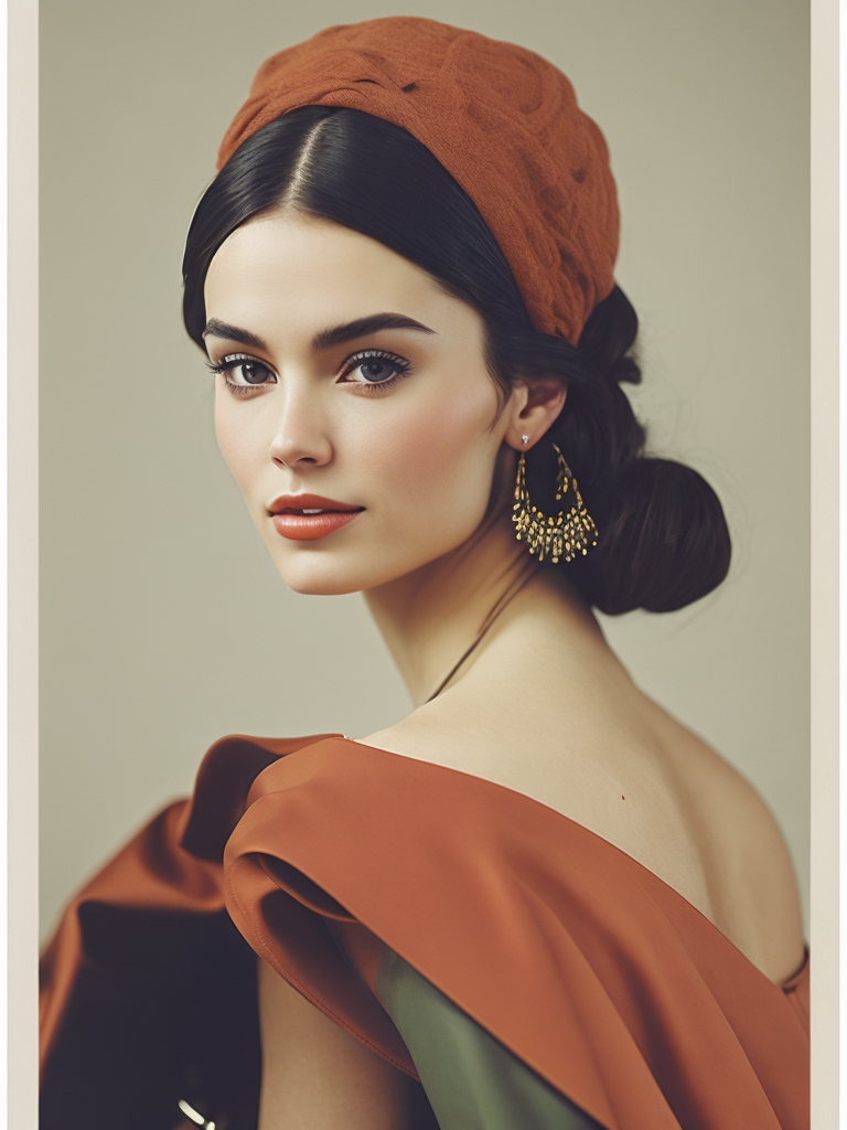 portrait of beautiful girl vintage poster style 60s