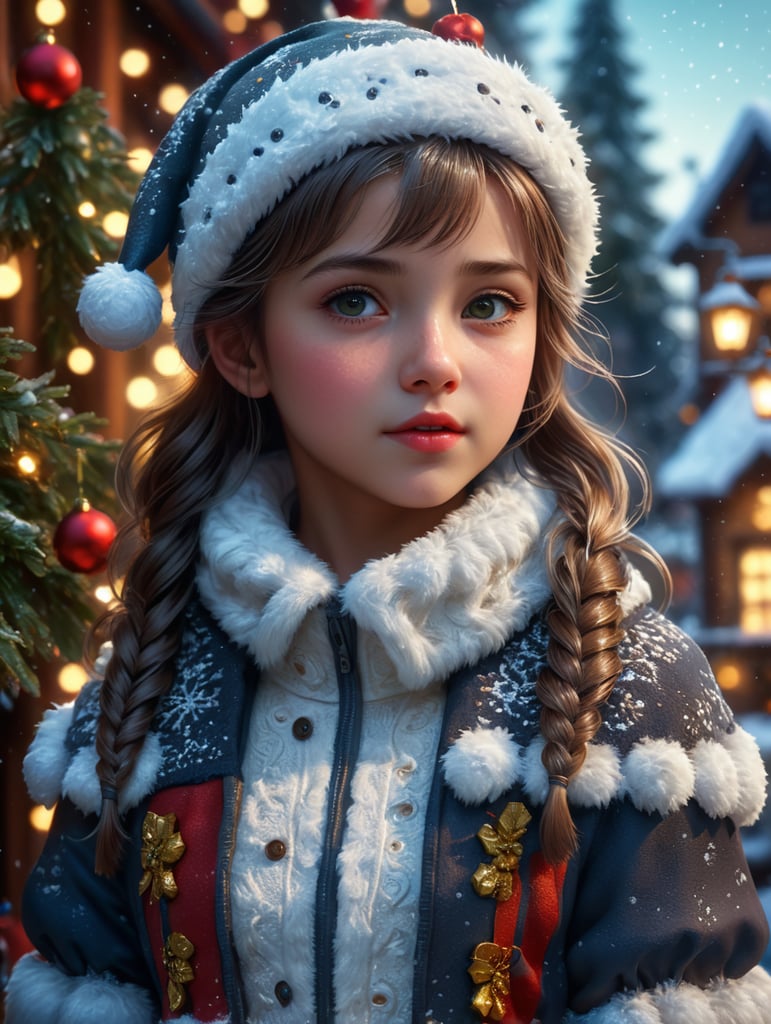 cute girl Christmas look with snows