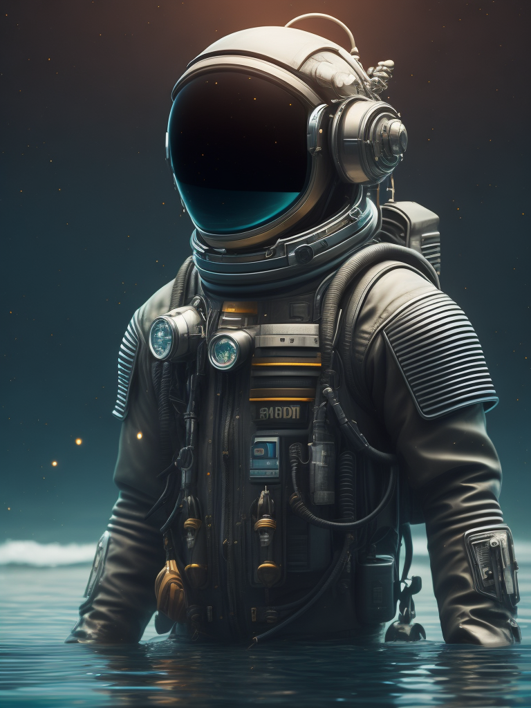 Astronaut in the ocean, daft punk style, photorealistic