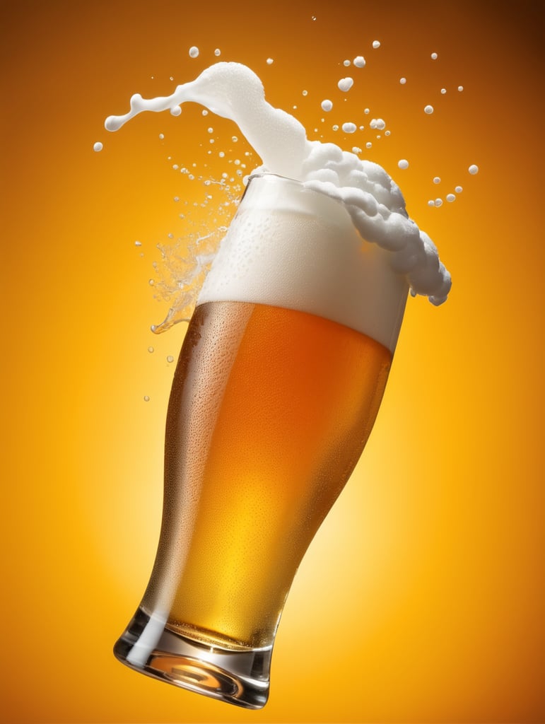 professional photo of a beer glass, Beer foam coming out of a glass