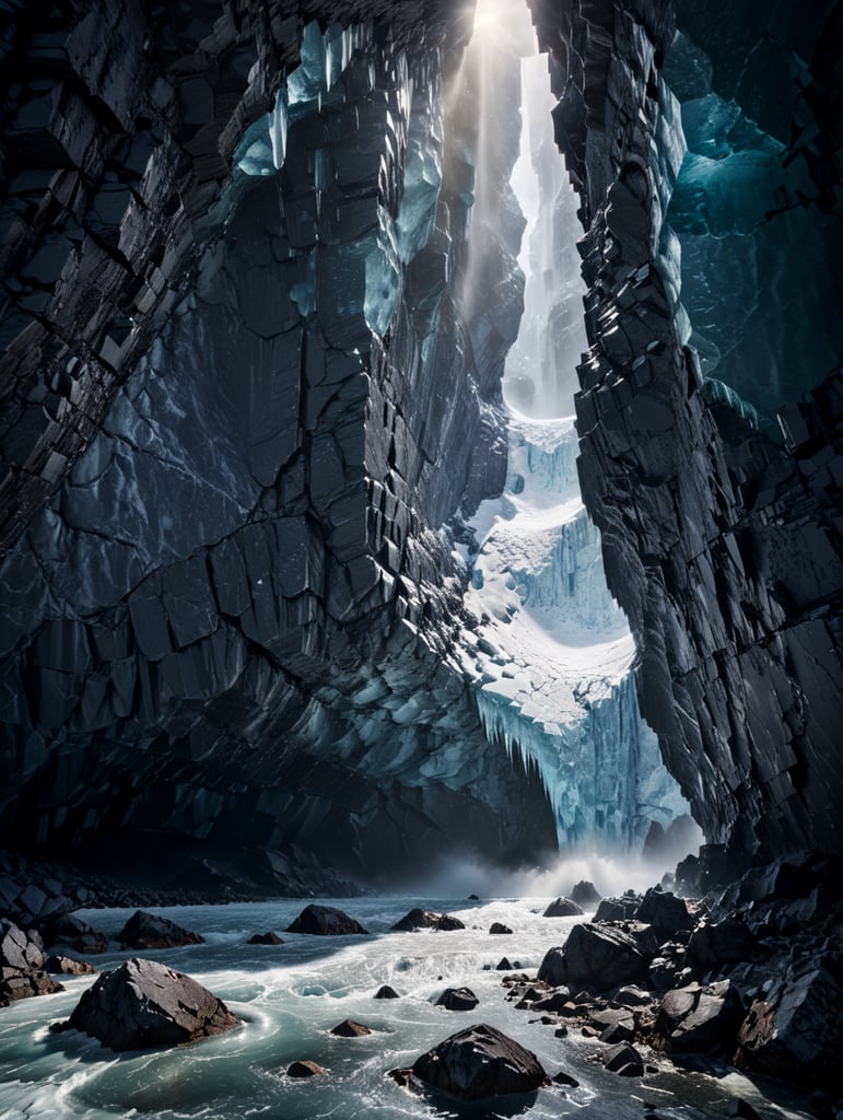 Behind the ice wall, Antarctica, ice belt, parallel world behind the wall