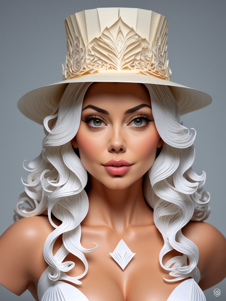 A portrait of a beautiful model woman who looks like Sofia Vergara , with a curvy body, a big bust, a small waist, tall legs, perfect facial features, curly hair, a Hyperdetailed, portrait shot, a beautiful goddess, full-lips, perfect lips, make-up, High Res, hyperdetailed, glamorous Hollywood portraits, highly realistic, daz3d, women designers, high resolution,